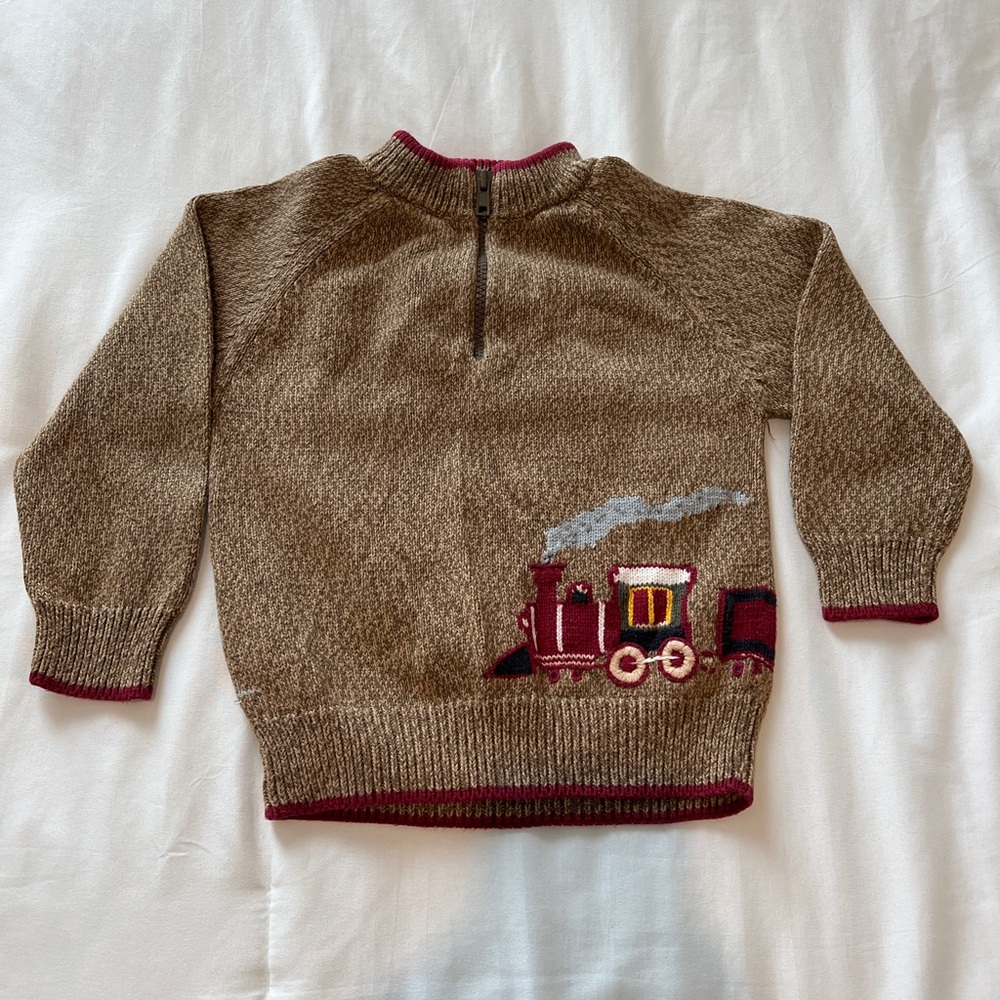Gymboree Children's Brown Knit Half Zip Train Sweater